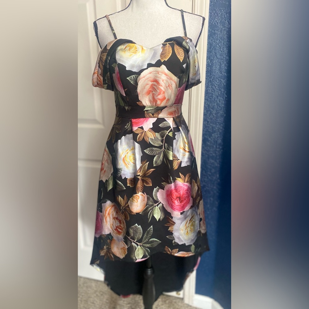Storm Black Floral High Low Dress